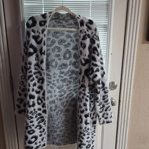 Leopard Print Open Front Cardigan